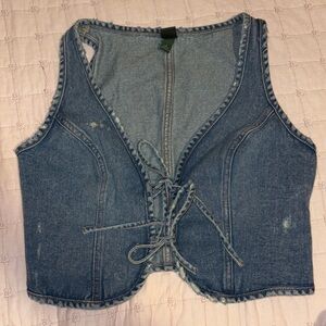 Denim Lace-Up Vest